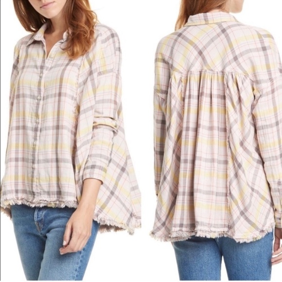Free People We The Free Seeking Starlight Plaid Button-Up Shirt size Small - Picture 3 of 13